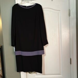 Gorgeous Black Dress trimmed in Lavender designed by Leslie Fay Dresses.